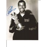 Carlos Alberto Brazil Signed 10 x 8 inch black and white football photo. Good Condition. All