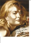 James Bond Goldfinger actress Shirley Eaton signed 10 x 8 colour photo covered in Gold standing with