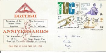 British Anniversaries 1968 FDC rare North Herts Stamp club illustrated cover. GB stamps and Herts