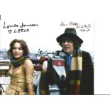 Doctor Who Tom Baker, Louise Jameson and John Leeson signed 10 x 8 inch colour photo; rare all