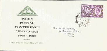 Paris Postal Conference 1963 FDC rare North Herts Stamp club illustrated cover. GB stamps and