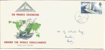 Sir Francis Chichester FDC 1967 rare North Herts Stamp club illustrated Round the World single