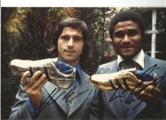 Eusebio and Gerd Muller Germany Signed 10 x 8 inch football photo. Good Condition. All signed pieces