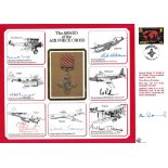 Arthur Bomber Harris signed A4 sized Award of the Airforce Cross cover, with silk copy of the