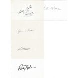 NASA Five Space Shuttle Astronauts Signed Cards Mission Specialists Acton, Cenker, Buchli, Nelson.