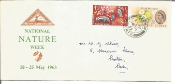 National Nature Week 1963 FDC rare North Herts Stamp club illustrated cover. 3d, 4 1/2d GB stamps