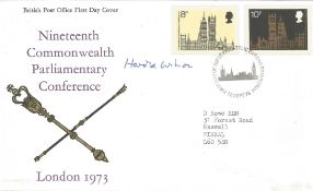 Prime Minister Harold Wilson signed 1973 Parliamentary Conference FDC, neat typed address. Comes