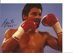 Roberto Duran Signed Boxing Photograph 10 X 8. Good Condition. All signed pieces come with a