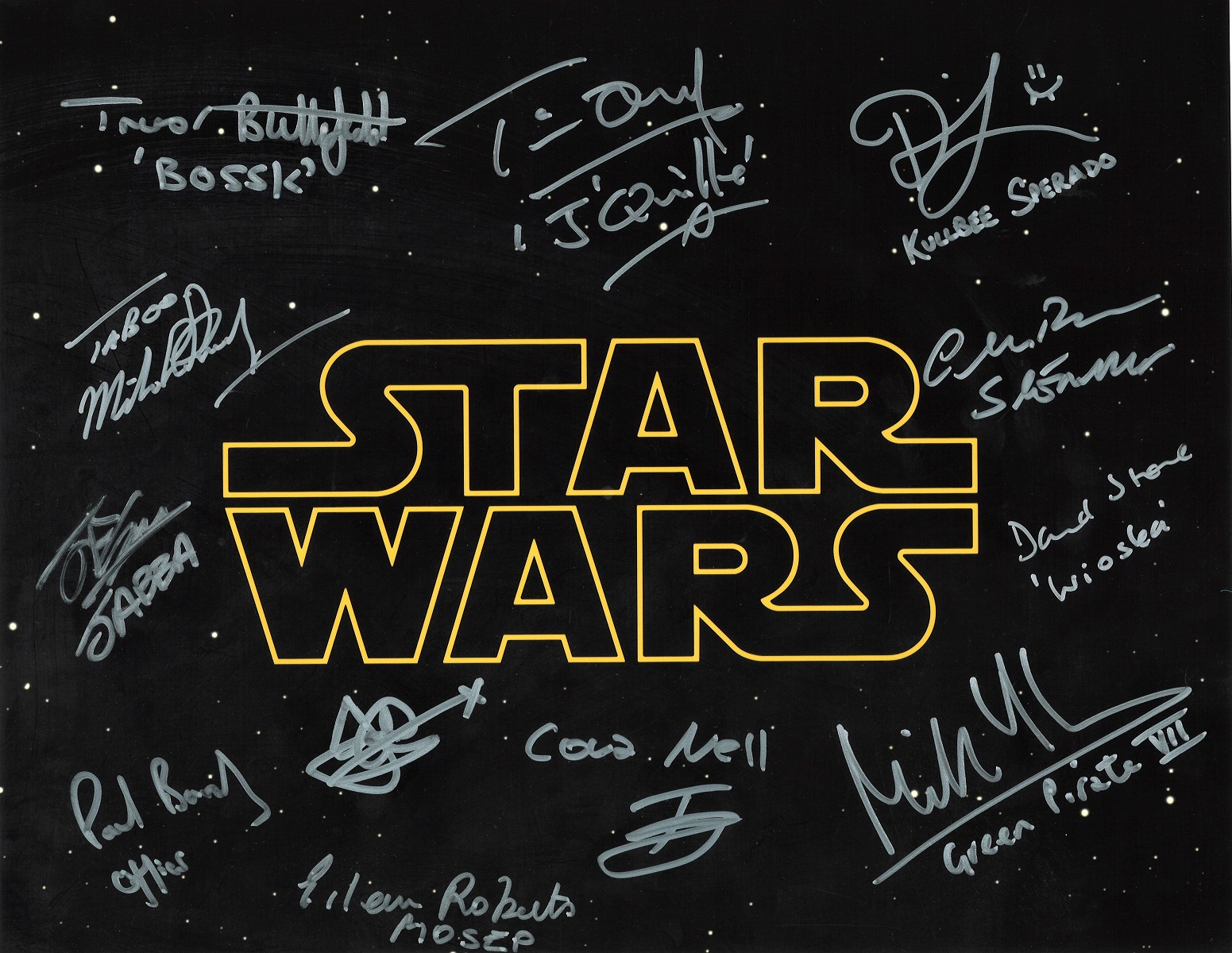 Star Wars 16x12 multi signed colour photo signed by 13 stars from the epic saga includes Trevor