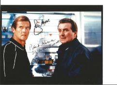 Roger Moore & Patrick MacNee Double Signed James Bond 007 Photo 10 X 8. Good Condition. All signed