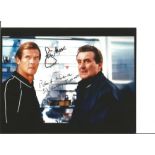 Roger Moore & Patrick MacNee Double Signed James Bond 007 Photo 10 X 8. Good Condition. All signed