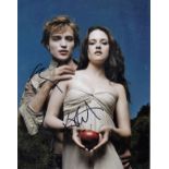 Robert Pattinson and Kristen Stewart TV hit show Twilight double signed 16 x 12 inch colour photo.