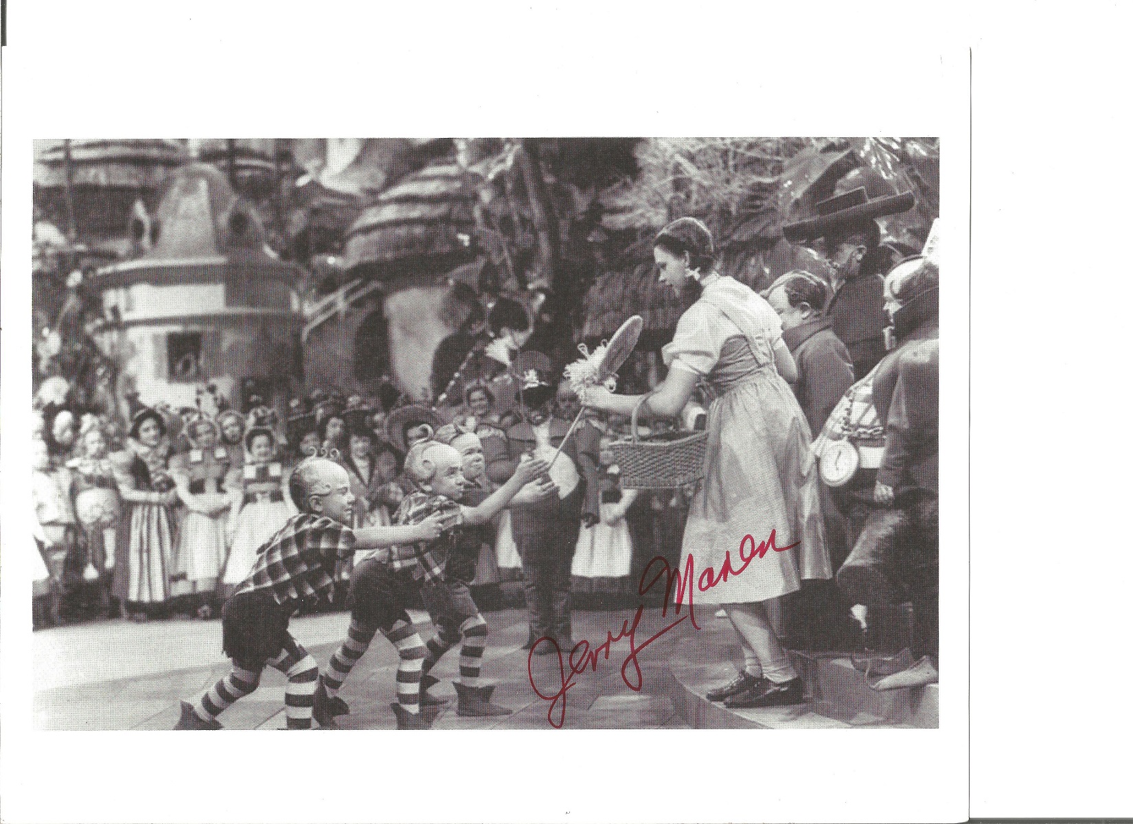 Wizard of Oz actor Jerry Maren one of the lollypop kids signed 10 x 8 inch b/w photo with Judy