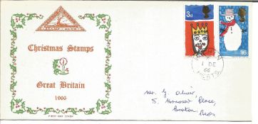 Christmas 1966 FDC rare North Herts Stamp club illustrated cover. GB stamps and Herts CDS