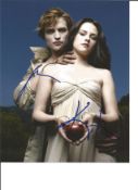 Robert Pattinson and Kristen Stewart TV hit show Twilight double signed 10 x 8 inch colour photo.