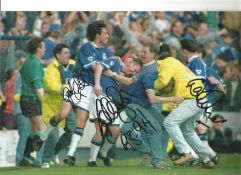 Gary Ablett, Graeme Stuart and David Unsworth Multi Everton Signed 10 x 8 inch football photo.