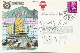 Rare Victoria Cross winners signed RAF Escaping Society Hong Kong Cover. Four autographs, 2