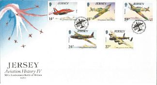 Jersey Aviation History IV 50th Anniversary Battle of Britain unsigned FDC. Date stamp Jersey 4th