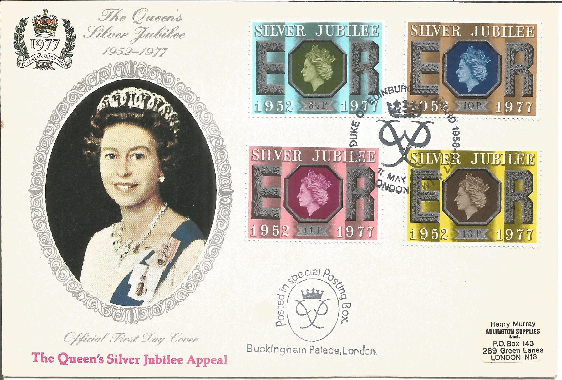 The Queens Silver Jubilee 1952 - 1977 unsigned FDC The Queens Silver Jubilee Appeal. Date stamp