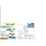 Neville Duke +3 other 1998 50th. Anniv. Hawker EJA 9 Flown. Signed cover FDC. Good Condition. All