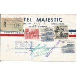 Republic of Ecuador air mail envelope Quito - Ecuador with four Ecuador stamps. Good Condition. We