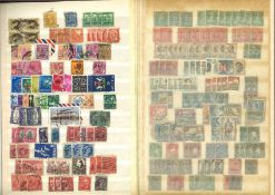 World stamp collection in Abria red stock book. 32 pages crammed full. Strong in GB, British