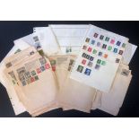 World stamp collection on 40 loose album pages. Includes Iceland, Turkey, Argentina, Sudan, BCW