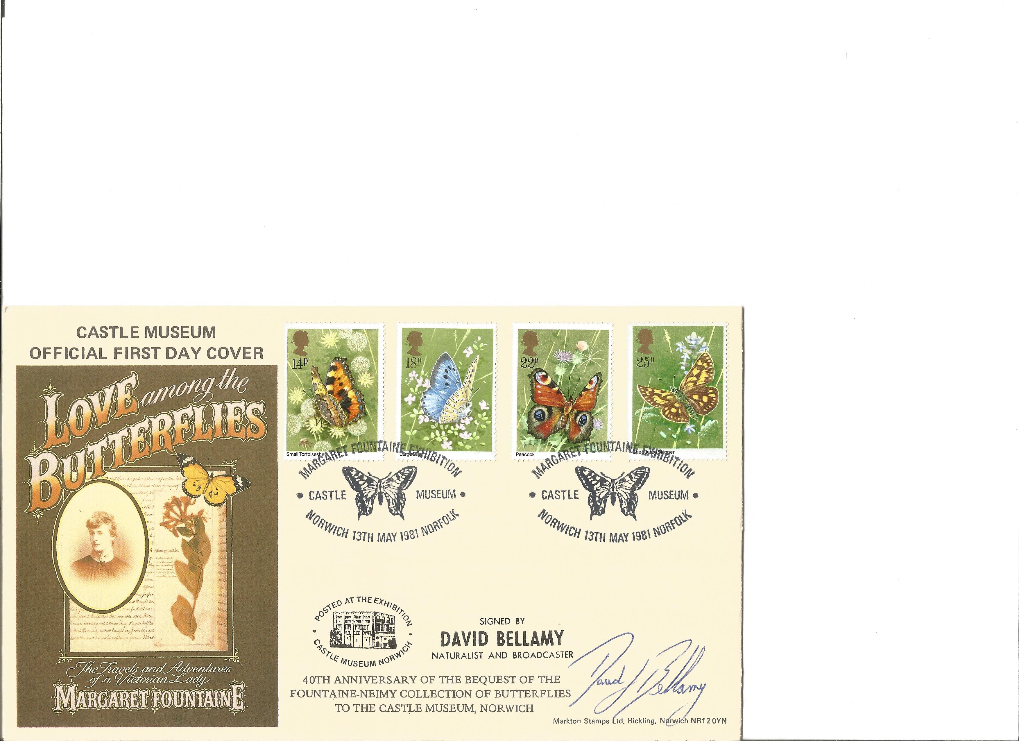 David Bellamy 1981 Butterflies Margaret Fountain Markton Cover. Signed cover FDC. Good Condition.