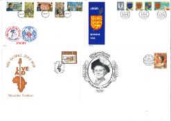 Jersey collection. Includes 7 FDC's, 4 presentation packs and 3 commemorative Guernsey covers for