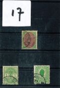 Dansk West Indies used stamp collection. SG31, SG3 and SG51. Catalogue value £40. Good Condition. We