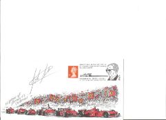 John Surtees 2001 1st. Cl. Silverstone 50 Yrs. Ferrari. Signed cover FDC. Good Condition. All signed