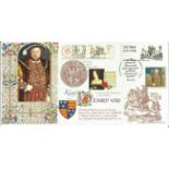King Henry VIII unsigned A G Bradbury official FDC No 59 of a limited edition of 100 covers. Post