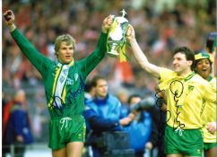Dave Watson and Chris Woods Norwich City Signed 16 x 12 inch football photo. Good Condition. All