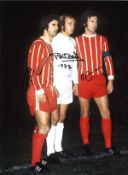 Franz Beckenbauer, Gerd Muller and Phil Beal Germany Signed 16 x 12 inch football photo. Good