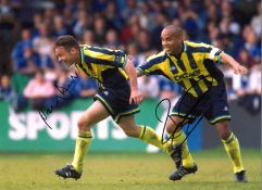 Paul Dickov and Richard Edghill Manchester City Signed 16 x 12 inch football photo. Good