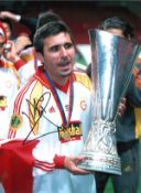 Gheorghe Hagi Signed 16 x 12 inch football photo. Good Condition. All signed pieces come with a
