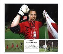 Jerzy Dudek Istanbul Liverpool Signed 14 x 12 inch football photo. Good Condition. All signed pieces