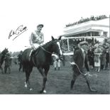 Lester Piggott Signed 16 x 12 inch horse racing photo. Good Condition. All signed pieces come with a