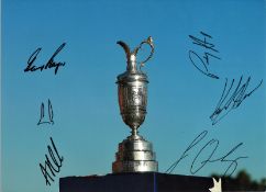 B Golf Open multi Signed 16 x 12 inch golf photo. Good Condition. All signed pieces come with a