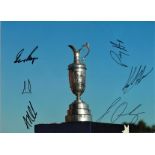 B Golf Open multi Signed 16 x 12 inch golf photo. Good Condition. All signed pieces come with a