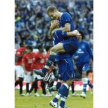 Phil Jagielka and James Vaughan Everton Signed 16 x 12 inch football photo. Good Condition. All