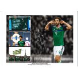 Will Grigg Collage Northern Ireland Signed 16 x 12 inch football photo. Good Condition. All signed