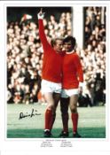 Denis Law Man United Signed 16 x 12 inch football photo. Good Condition. All signed pieces come with