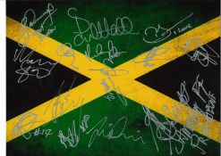 Jamaica 16 x 12 colour football photo signed by Paul Hall, Rodolth Austin, Deon Burton, Marcus