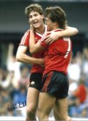 Bryan Robson and Norman Whiteside Man United Signed 16 x 12 inch football photo. Good Condition. All