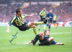 Paul Dickov Manchester City Signed 16 x 12 inch football photo. Good Condition. All signed pieces