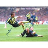 Paul Dickov Manchester City Signed 16 x 12 inch football photo. Good Condition. All signed pieces