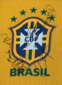 Brazil multi signed 16 x 12 inch colour football photo. Good Condition. All signed pieces come