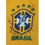 Brazil multi signed 16 x 12 inch colour football photo. Good Condition. All signed pieces come