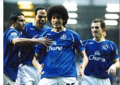 Leighton Baines , Tim Cahill and Marouane Fellaini Everton Signed 16 x 12 inch football photo.